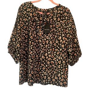 🇺🇸 Heyson NWT Leopard Peasant Top